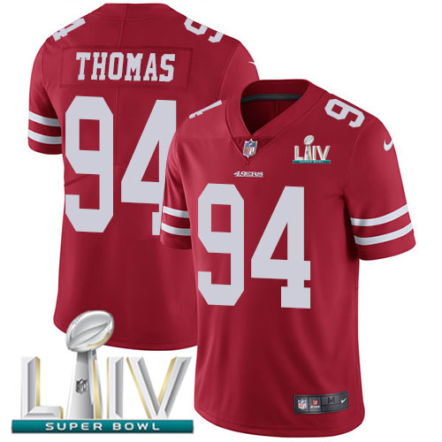 San Francisco 49ers Nike 94 Solomon Thomas Red Super Bowl LIV 2020 Team Color Men Stitched NFL Vapor Untouchable Limited Jersey